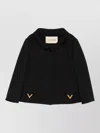 Valentino Button-detailed Embellished Wool And Silk-blend Crepe Jacket In Black