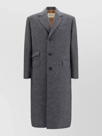 Valentino Silk Blend Long Oversized Single-breasted Coat In Gray