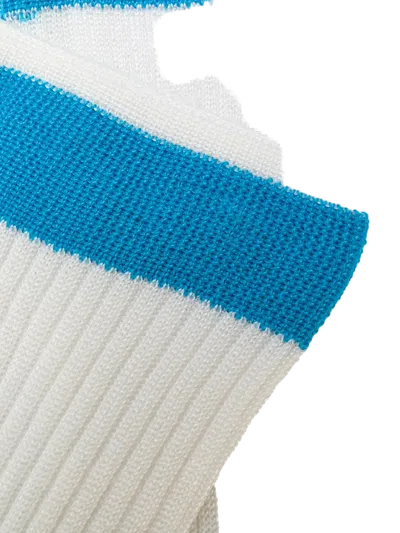 Valentino Silk Blend Ribbed Socks In White