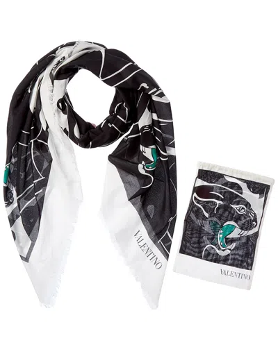 Valentino Silk-blend Scarf In Black