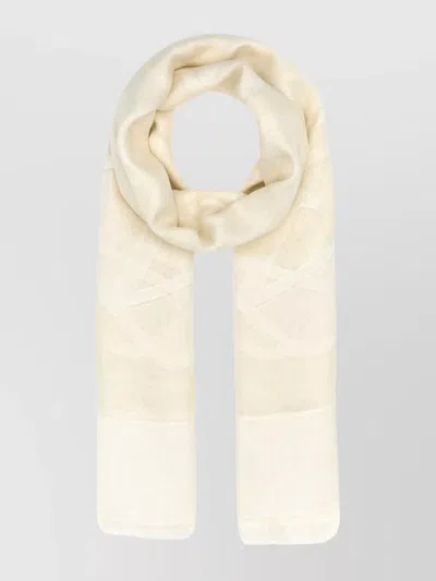 Valentino Silk Blend Scarf With Fringe Detailing In White