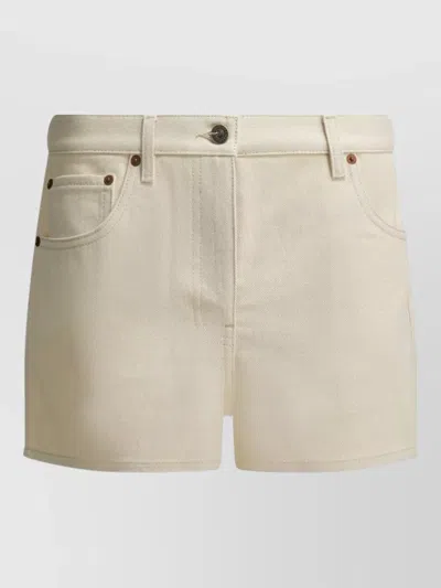 Valentino Silk Blend Tailored Shorts Belt Loops Pockets In Neutral