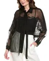 Valentino Silk Chiffon Blouse With Lace And Ruffles Trim In Black