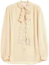 Valentino Silk Tasselled-pussybow Blouse In Neutrals