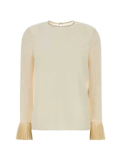 Valentino Garavani Ivory Crepe Silk Blouse In Neutral