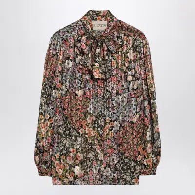 Valentino Silk Blouse With Floral Print In Multi