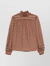 Valentino Silk Blouse With Voyage Imaginaire Print In Brown