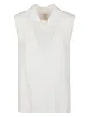 Valentino Draped Neckline Sleeveless Top In White