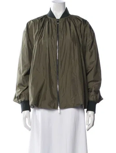 Pre-owned Valentino Silk Bomber Jacket In Green