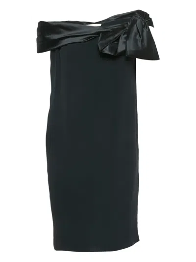 Pre-owned Valentino Silk Bow Dress In Black