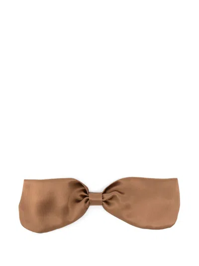 Valentino Garavani Silk Bow Tie In Brown