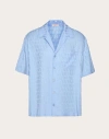 Valentino Toile Iconographe-jacquard Silk Shirt In Sky Blue