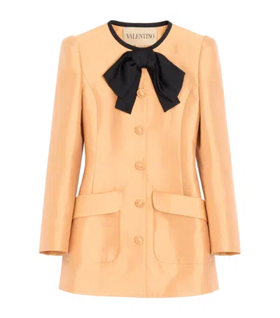 Valentino Silk Bow-tie Jacket In Orange