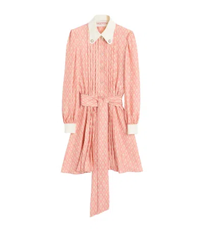 Valentino Silk Button-up Mini Dress In Pink