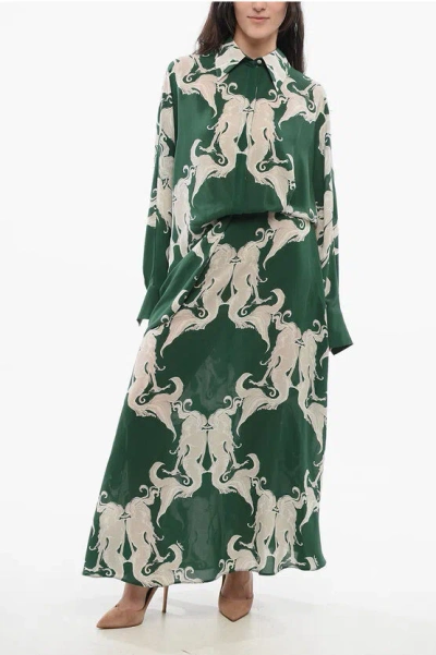 VALENTINO SILK CHEMISIER DRESS WITH PRINT