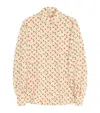 Valentino Crepe De Chine Shirt With Cherryfic Print In Neutral