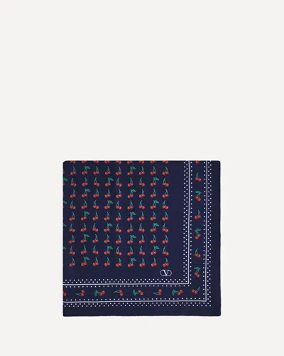 Valentino Garavani Cherryfic Silk Square Scarf In Blue