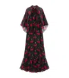 Valentino Silk Cherryfic Maxi Dress In Black