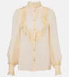 Valentino Garavani Chiffon Blouse With Mock Neck In Beige