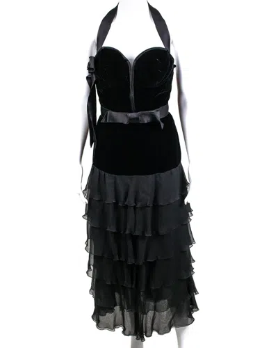 Valentino Silk Chiffon Runway Gown, Size Us 12, Never Worn (authentic ) In Black