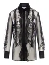 Valentino Floral-embroidered Blouse In Black