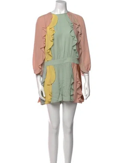 Pre-owned Valentino Silk Colorblock Pattern Romper In Pink