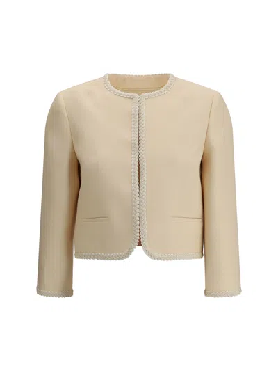 Valentino Garavani Cream Crepe Couture Blazer In Neutral