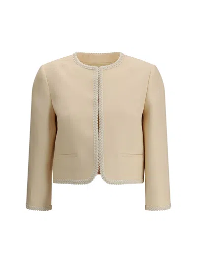 Valentino Garavani Cream Crepe Couture Blazer In Neutral
