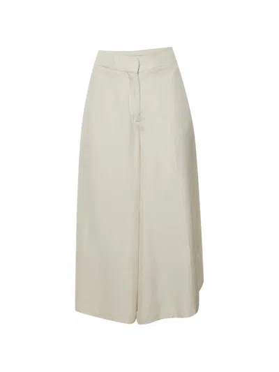 Pre-owned Valentino Silk Crepe Culottes In Neutral