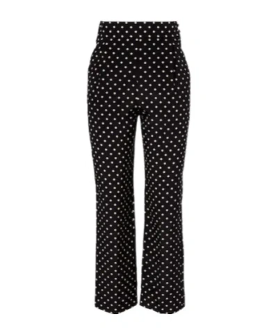 Valentino Silk Crêpe De Chine Polka-dot Straight Pants In Black
