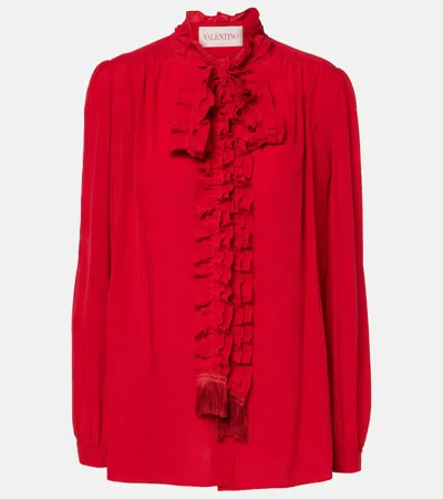 VALENTINO RUFFLED SILK CRÊPE DE CHINE BLOUSE