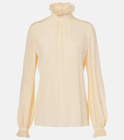 Valentino Silk Crêpe De Chine Shirt In Beige