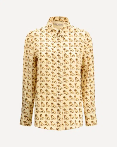 Valentino Silk Crepe De Chine Shirt In Sand