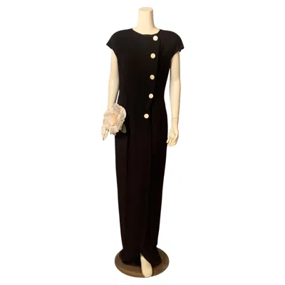Pre-owned Valentino Silk Crepe Evening Dress With Sheer Back Panel In Black