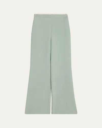 Valentino Silk Crepe Flare Trousers In Green
