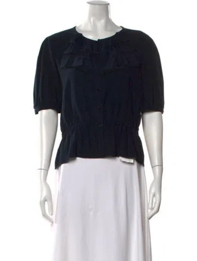 Pre-owned Valentino Silk Crew Neck Blouse In Black