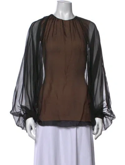 Pre-owned Valentino Silk Crew Neck Blouse In Black