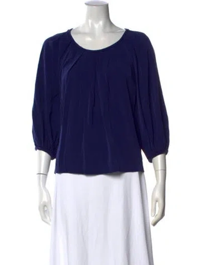 Pre-owned Valentino Silk Crew Neck Blouse In Blue