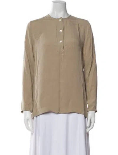Pre-owned Valentino Silk Crew Neck Blouse In Neutral