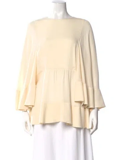 Pre-owned Valentino Silk Crew Neck Blouse In Neutral