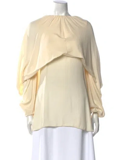 Pre-owned Valentino Silk Crew Neck Blouse In Neutral