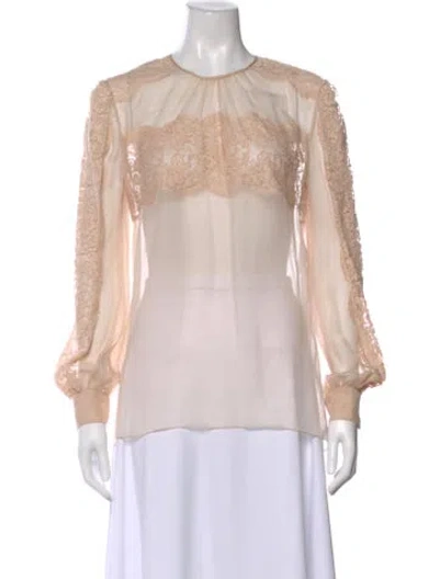 Pre-owned Valentino Silk Crew Neck Blouse In Neutral