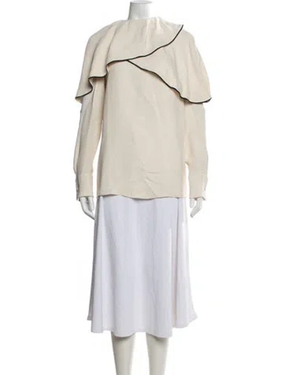 Pre-owned Valentino Silk Crew Neck Blouse In Neutral