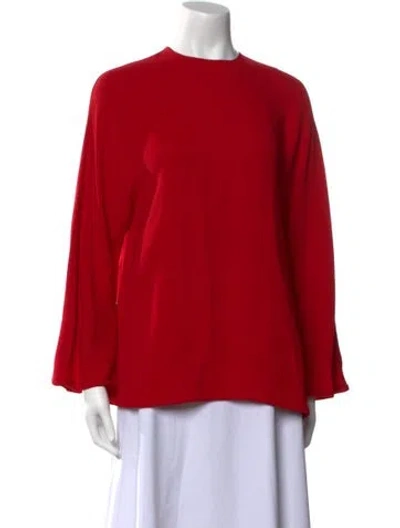 Pre-owned Valentino Silk Crew Neck Blouse In Red