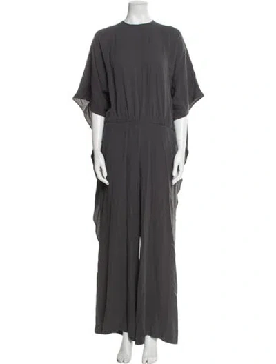 Pre-owned Valentino Silk Crew Neck Jumpsuit In Gray