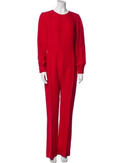 Pre-owned Valentino Silk Crew Neck Jumpsuit In Red