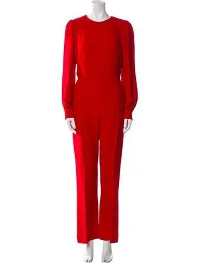 Pre-owned Valentino Silk Crew Neck Jumpsuit In Red