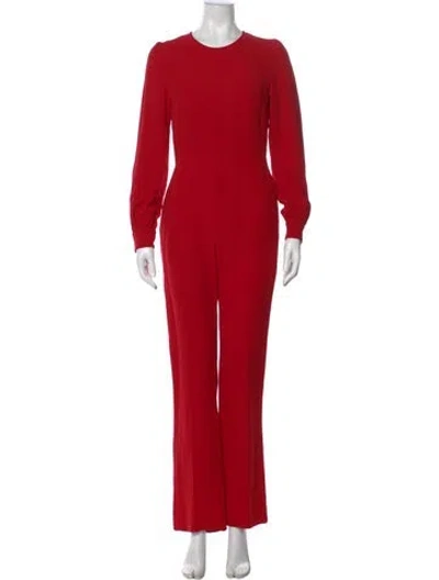Pre-owned Valentino Silk Crew Neck Jumpsuit In Red