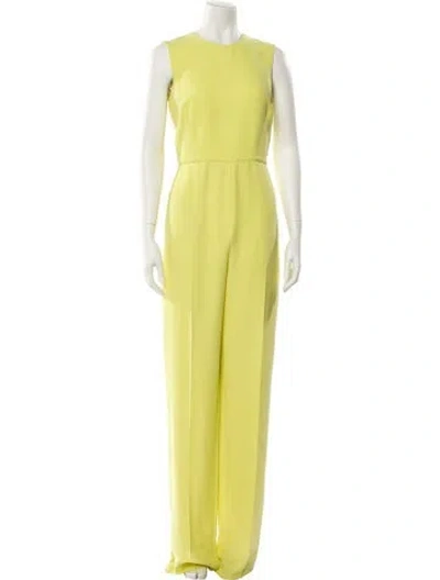 Pre-owned Valentino Silk Crew Neck Jumpsuit In Yellow