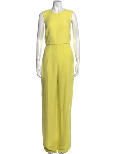 Pre-owned Valentino Silk Crew Neck Jumpsuit In Yellow